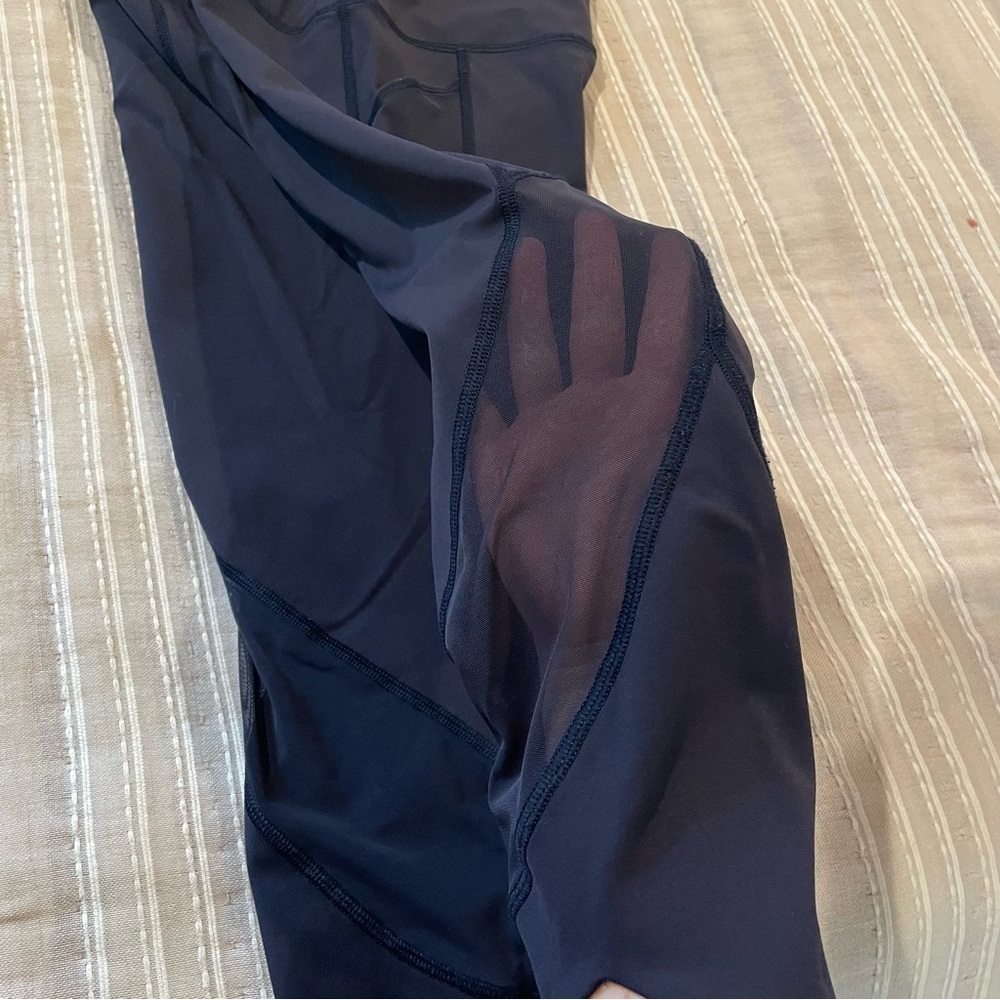Lululemon Home Stretch Crop 19” Mesh Sheer Leggings Midnight Navy Blue 4 W6AL8S - Picture 4 of 11